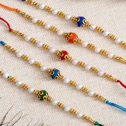 eCraftIndia Pack of 5 Rakhis and Roli Chawal Pack-picture-56