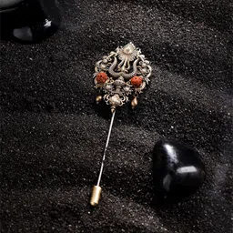 COSA NOSTRAA Men Rudraksh Trishul Lapel Pin-picture-14