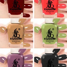 AQ FASHION Set Of 6 Glossy Quick Dry Nail Polish - 7 ml Each-image-65