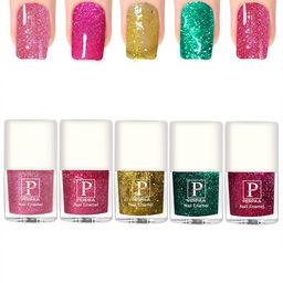 PERPAA Set Of 5 Glitter Light Flashing Sparkly Gel Nail Polish - 5ml Each-picture-9