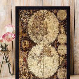 Gallery99 Brown Asian World Earth Map Framed Art Wall Print-picture-20