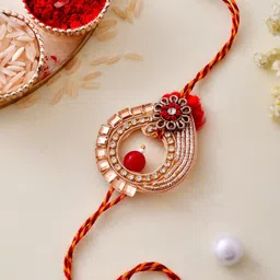 Aapno Rajasthan Gold-Plated Kundan and Beads Embellished Royal Rakhi-picture-37