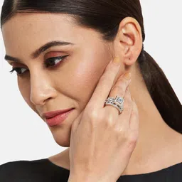 ATIBELLE Silver-Plated AD-Studded Finger Ring image 3