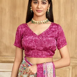 Mitera Floral Pure Crepe Saree image 5