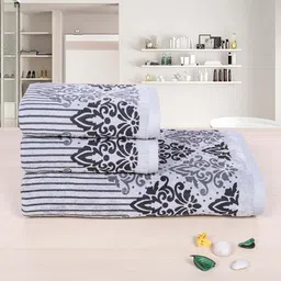 RANGOLI Emperial Grey Set Of 3 Self-Designed Pure Cotton 450 GSM Towel Set-picture-37