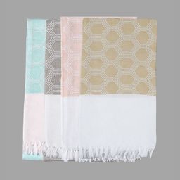 Ramraj Blue & Pink 4 Piece Cotton 170 GSM Towel Set-picture-6