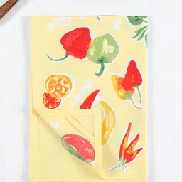 ratan cart TARAN LIVING 3-pcs Red & Yellow Printed Cotton Kitchen Towels image 3