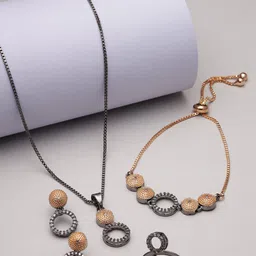 Kennice Rose Gold-Plated AD-Studded Brass Jewellery Set-picture-18