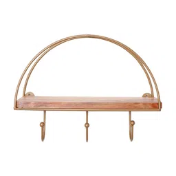 CASA DECOR Operation Obsessed Brown Wood Wall Shelf With Keyholders-image-16