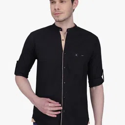 Kuons Avenue Men Black Smart Slim Fit Casual Shirt-picture-18