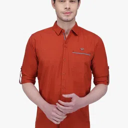 Kuons Avenue Men Brown Smart Slim Fit Casual Shirt-image-61