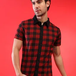 Campus Sutra Men Red Classic Checked Casual Shirt-picture-28