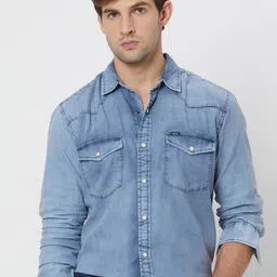 Mufti Slim Fit Faded Opaque Faded Cotton Casual Shirt-picture-48