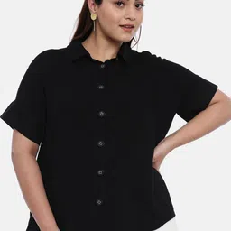 The Pink Moon Women Black Regular Fit Solid Semiformal Shirt-picture-25