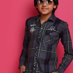 V-Mart Boys Long Sleeves Regular Fit Cotton Tartan Checks Opaque Checked Casual Shirt-picture-23