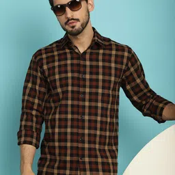 Indian Needle Classic Tartan Checked Cotton Casual Shirt-picture-34