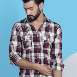 Indian Needle Classic Tartan Checked Pure Cotton Casual Shirt-image-40