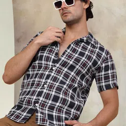 Indian Needle Classic Tartan Checks Opaque Checked Cotton Casual Shirt-picture-31