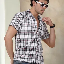 Indian Needle Classic Tartan Checks Opaque Checked Cotton Casual Shirt-picture-32
