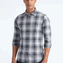 Flying Machine Slim Fit Tartan Checked Pure Cotton Casual Shirt-picture-24