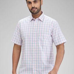 ColorPlus Men Tailored Fit Tartan Checks Opaque Checked Casual Shirt-picture-21