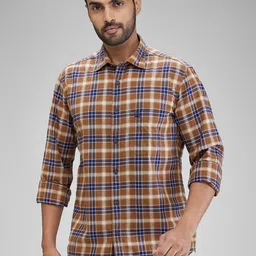 ColorPlus Men Tailored Fit Tartan Checks Opaque Checked Casual Shirt-image-81