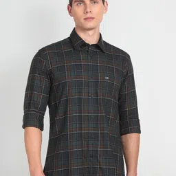 Arrow Sport Slim Fit Checked Spread Collar Pure Cotton Casual Shirt-picture-39