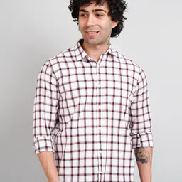 TIM PARIS Comfort Spread Collar Opaque Checked Cotton Casual Shirt-picture-34