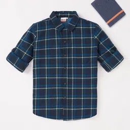 edheads Boys Navy Blue Tartan Checked Cotton Casual Shirt-image-85