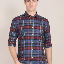 U.S. Polo Assn. Slim Fit Tartan Checked Oxford Casual Shirt-picture-27