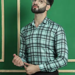 Indian Needle Classic Tartan Checks Formal Shirt-image-64