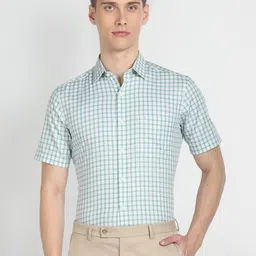 Arrow Gingham Checks Slim Fit Cotton Twill Formal Shirt image 1