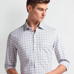 Arrow Slim Fit Grid Tattersall Checked Pure Cotton Formal Shirt-picture-37