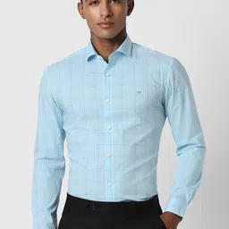 Peter England Slim Fit Opaque Checked Formal Shirt-picture-21