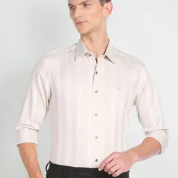 Arrow New York Slim Fit Geometric Printed Pure Cotton Formal Shirt-image-86