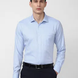 Van Heusen Men Blue Printed Cotton Formal Shirt image 1