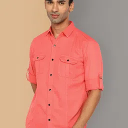 Kuons Avenue Smart Slim Fit Rolled-Up Sleeves Denim Shirt image 1