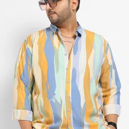 Instafab Plus Men Plus Size Spread Collar Classic Abstract Printed Casual Shirt-picture-15