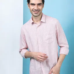 Crocodile Comfort Opaque Striped Cotton Casual Shirt-image-67