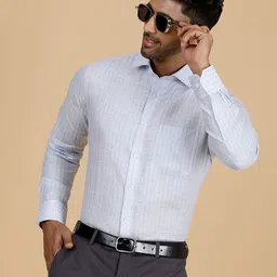 JADE BLUE Striped Linen Formal Shirt-picture-21