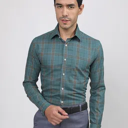 LOUIS STITCH Comfort Checked Spread Collar Cotton Formal Shirt-picture-42