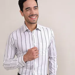LOUIS STITCH Vertical Stripes Comfort Regular Fit Cotton Formal Shirt-image-93
