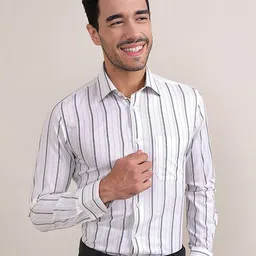 LOUIS STITCH Comfort Opaque Striped Cotton Formal Shirt-picture-46