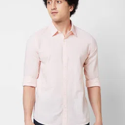 SPYKAR Textured Long Sleeves Cotton Casual Shirt-image-55