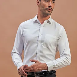 THINC Men Spread Collar Solid Cotton Formal Shirt-image-96