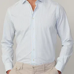 HACKETT LONDON Men Classic Fit Spread Collar Vertical Striped Cotton Casual Shirt-image-21