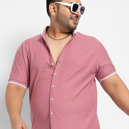 Instafab Plus Classic Honeycomb Knit Band Collar Cotton Casual Shirt-picture-2