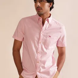 Andamen Premium Men Solid Oxford Patch Pocket Opaque Casual Shirt-picture-28