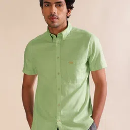Andamen Premium Men Dobby Short Sleeve Patch Pocket Shirt-picture-39