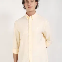 Tommy Hilfiger Men Button-Down Collar Solid Cotton Casual Shirt-image-7